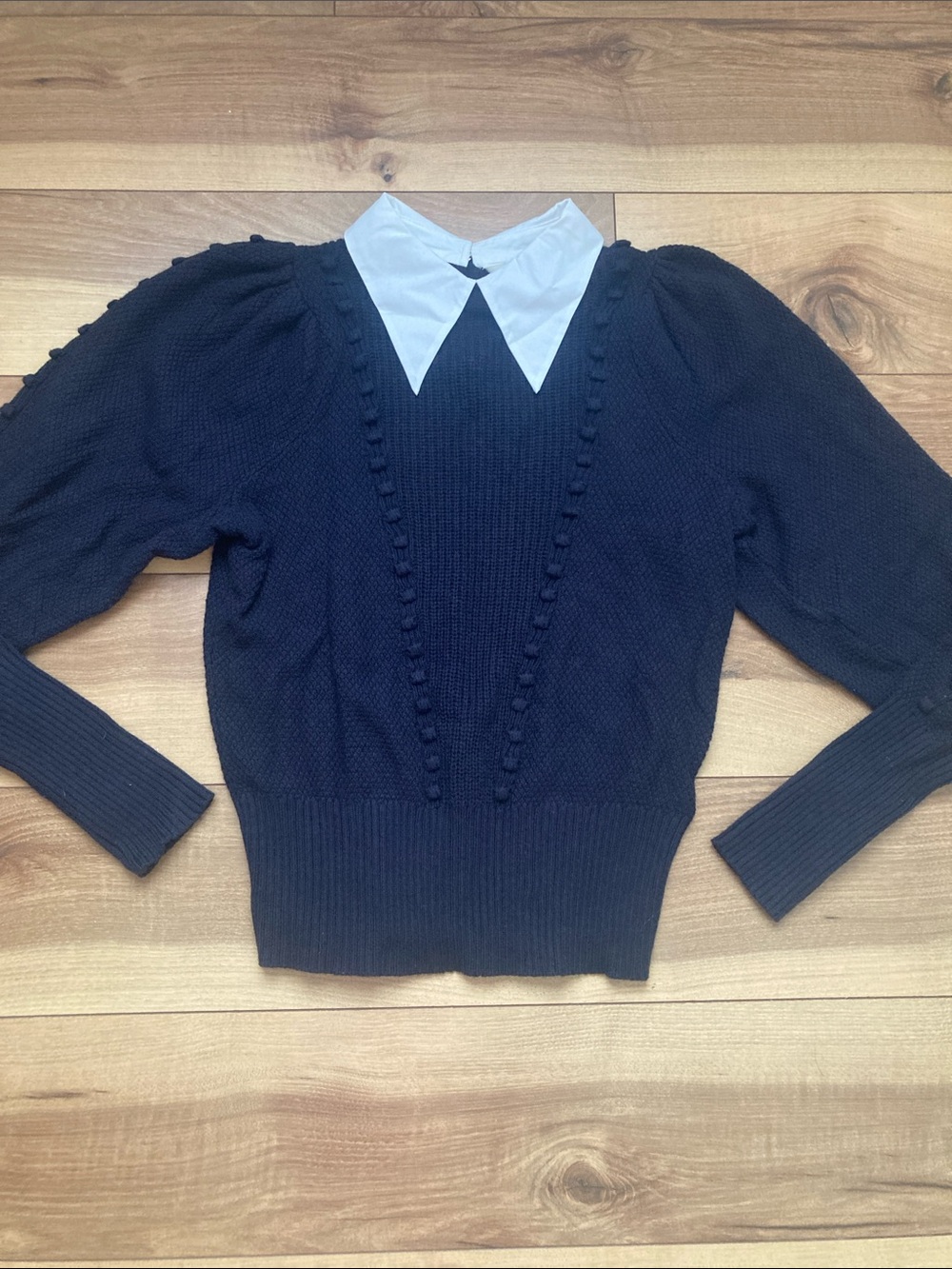 Ted Baker Navy Aledina Puff Sleeve Sweater - Picture 4 of 9